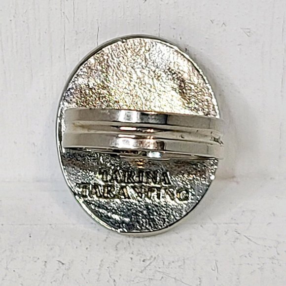 Tarina Tarantino Blue Cameo Ring Crystallized Swarovski Elements Adjustable EUC - Picture 2 of 5